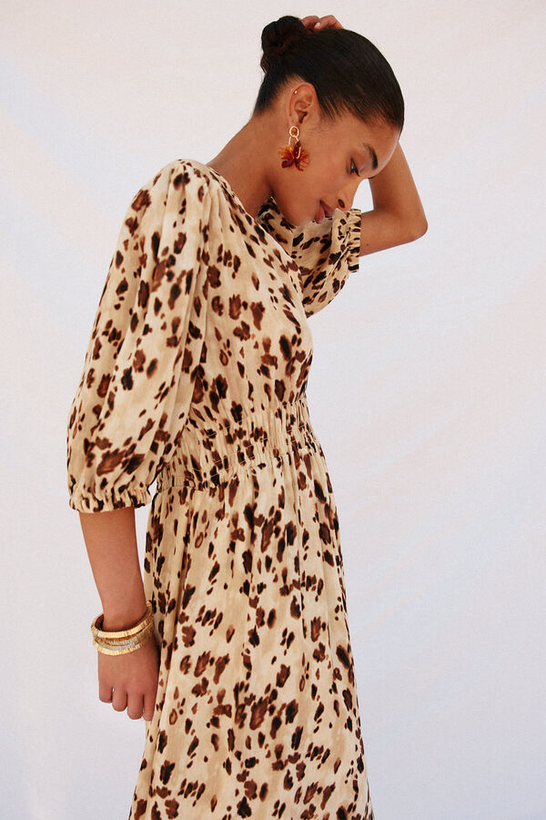 Cortefiel Long fitted print dress Multicolour
