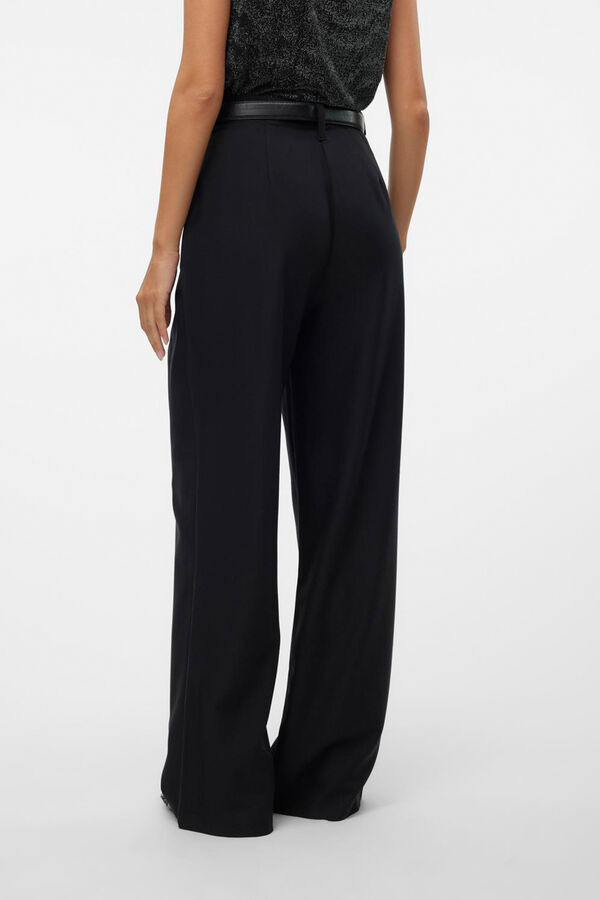 Vero Moda Pantal&oacute;n de vestir con cintur&oacute;n Negro