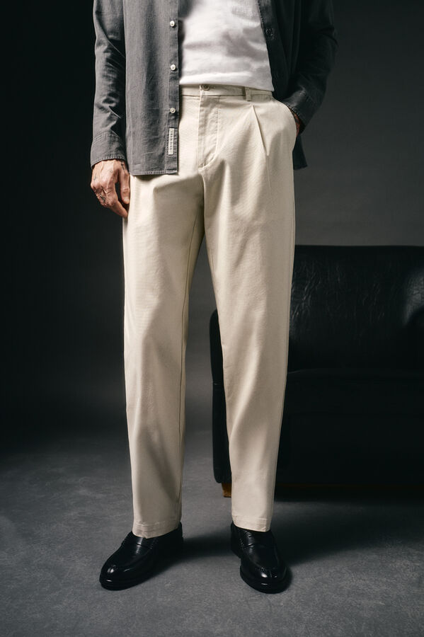 OOTO Cal&ccedil;as chino pin&ccedil;as Ecru