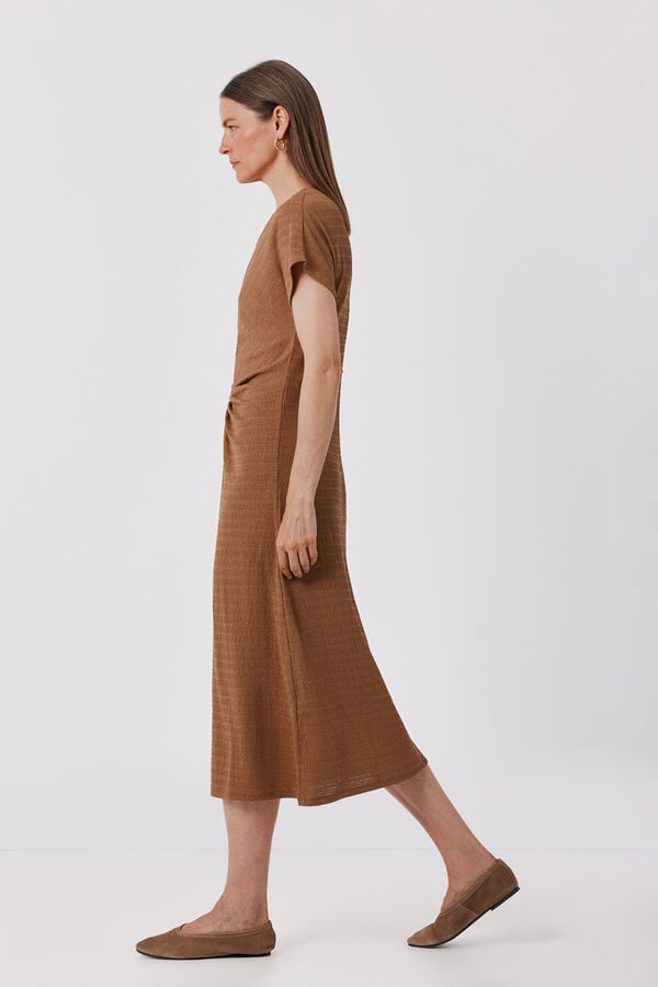 Cortefiel Gathered dress Yellow