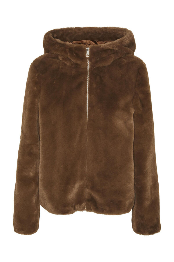 Cortefiel Short fur coat Brown