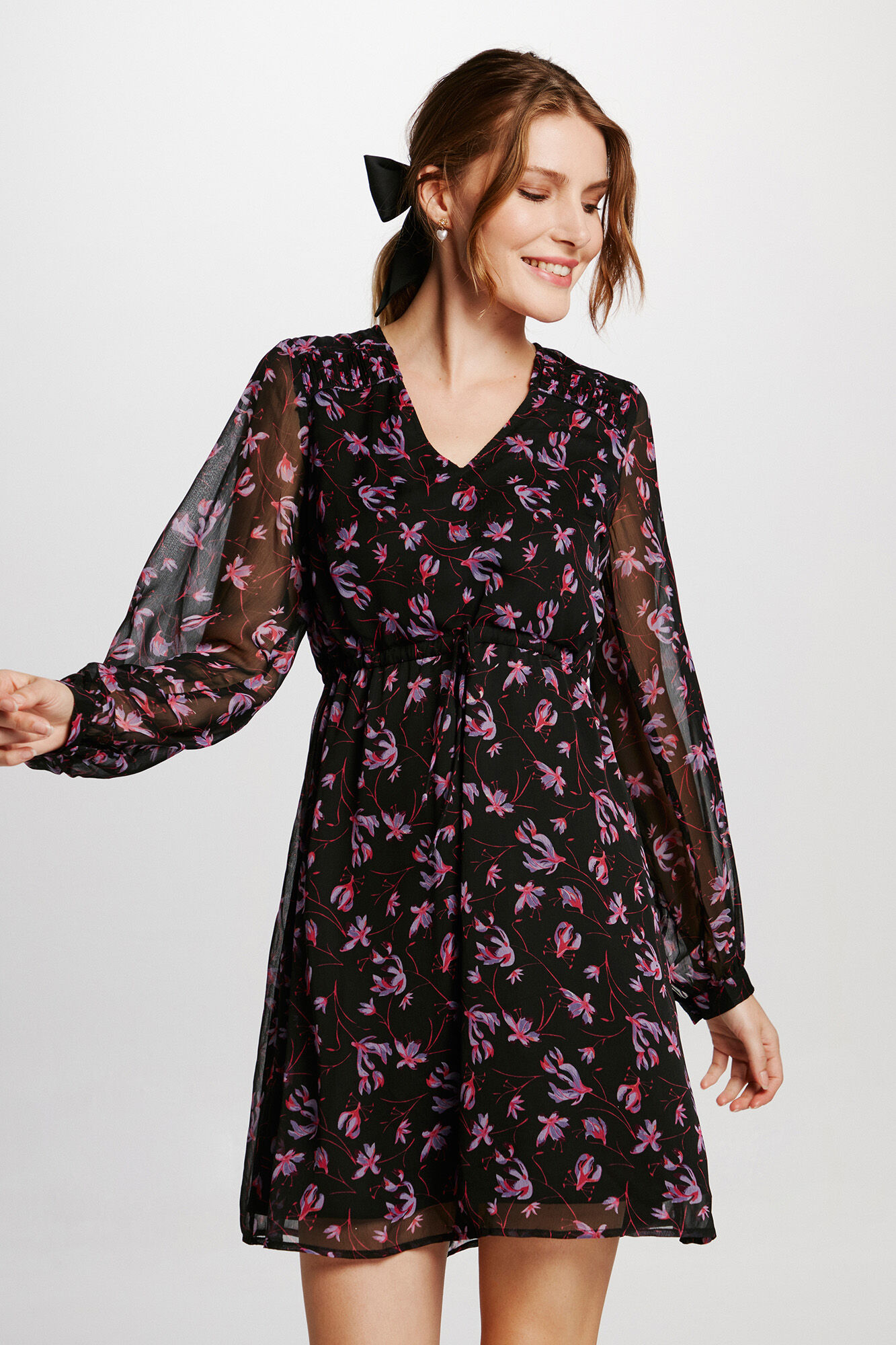 Sheer sleeve discount dress women's dresses