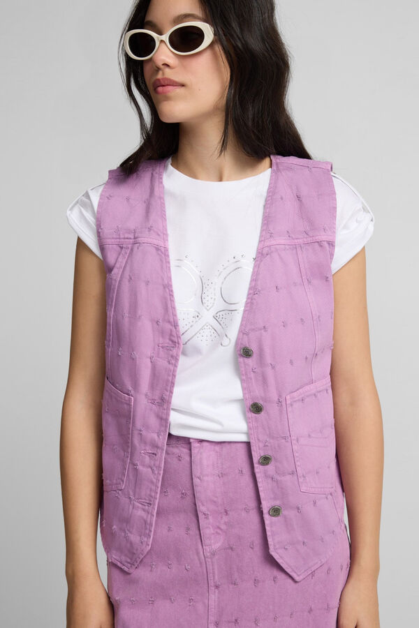 Silbon Colete denim Colete Roxo