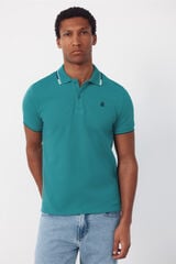 Cortefiel Polo shirt with tips Green