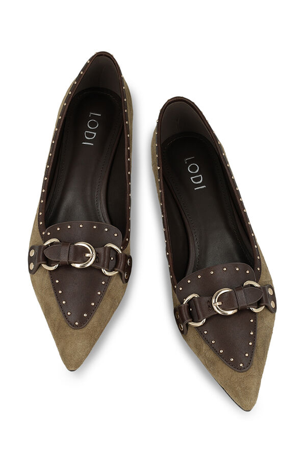 Lodi Embossed leather court shoes Camel
