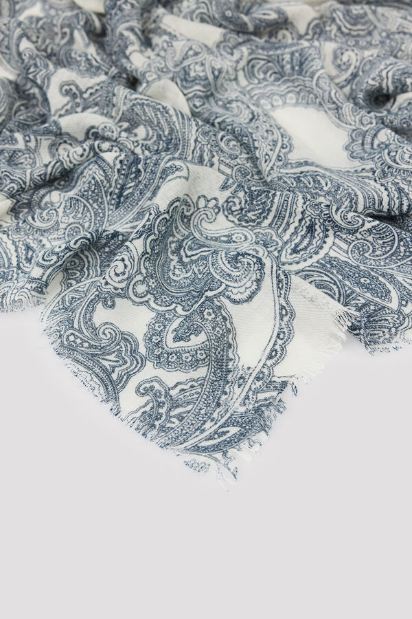 Cortefiel Paisley print scarf Printed white