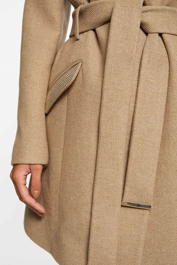 Morgan Loose-fitting coat with belt Beige