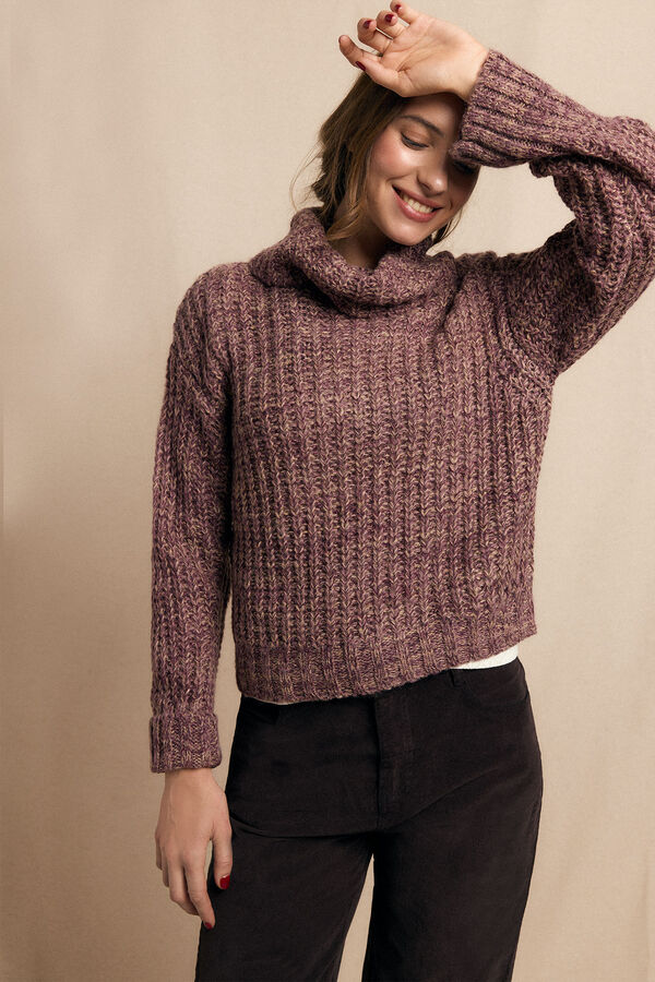 Slowlove Jersey cuello vuelto bicolor Lila