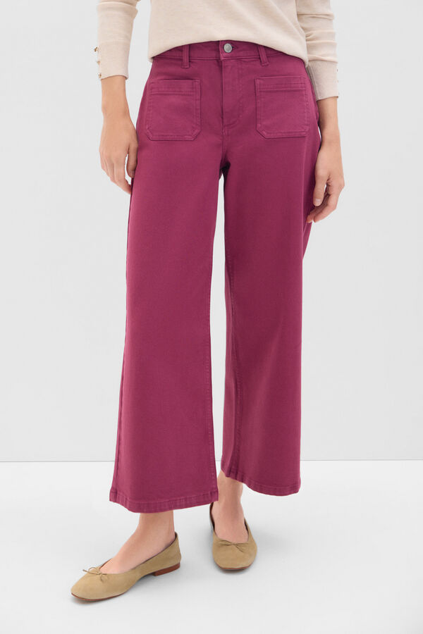 Cortefiel Pantalones Marine Bolsillos Morado