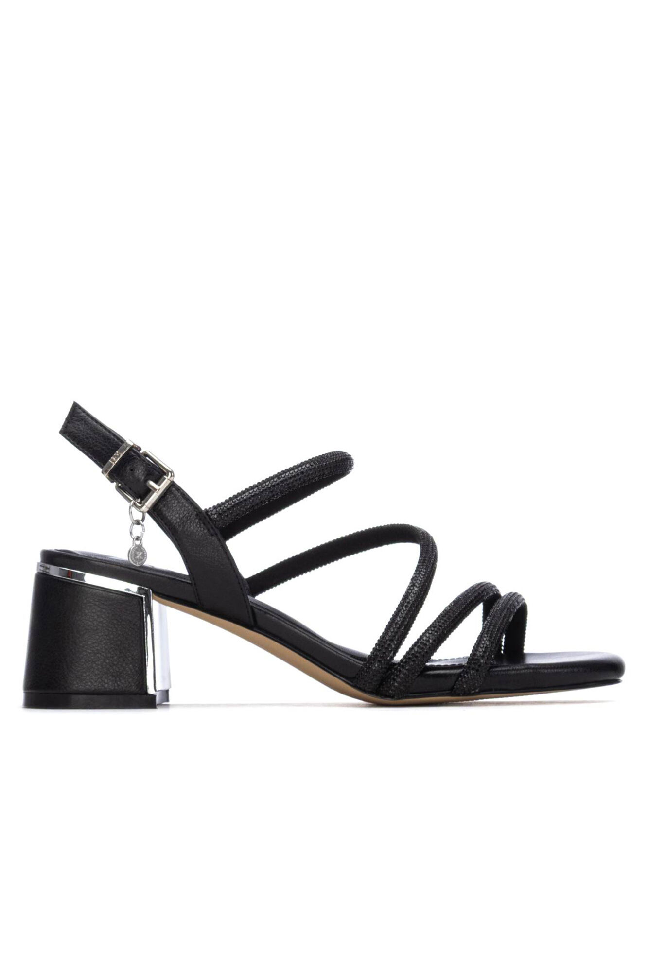 XTI Sandalia tiras strass metalizado