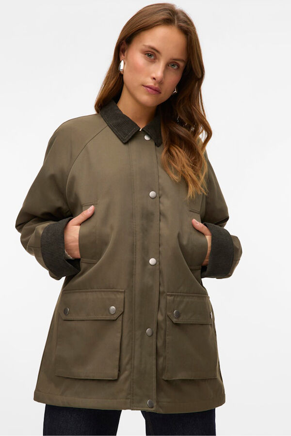 Vero Moda Parka encerada com vários bolsos  Verde