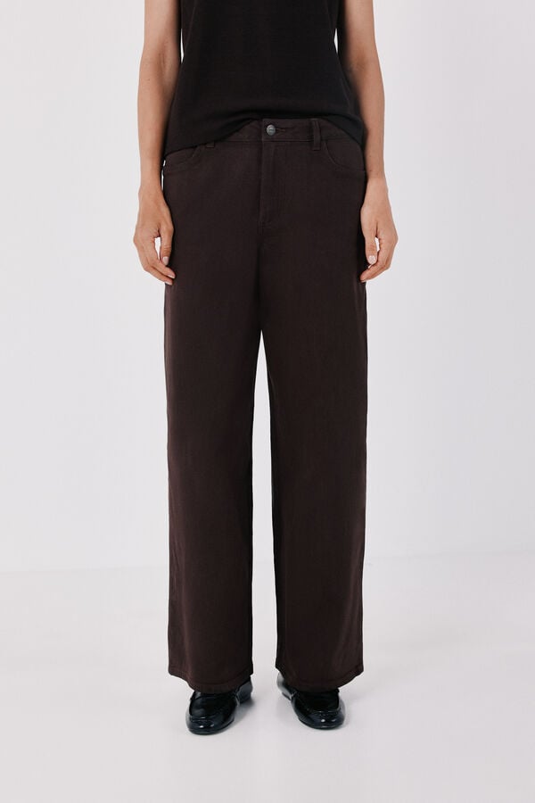 Cortefiel Long palazzo jeans Dark brown