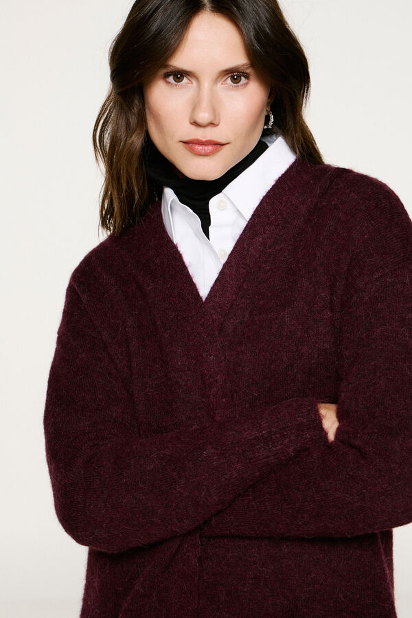 Selected Cardigan longo de alpaca Roxo