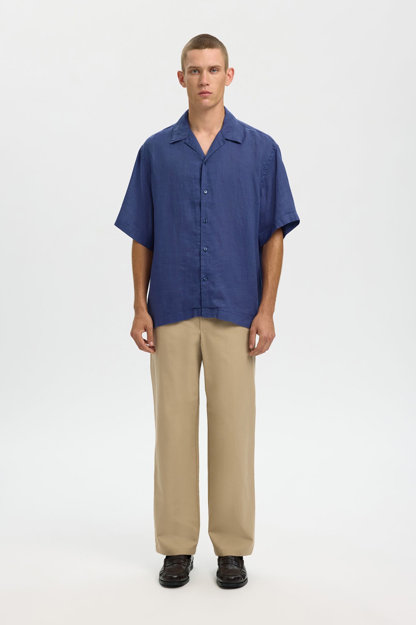 Selected Camisa de manga curta em linho