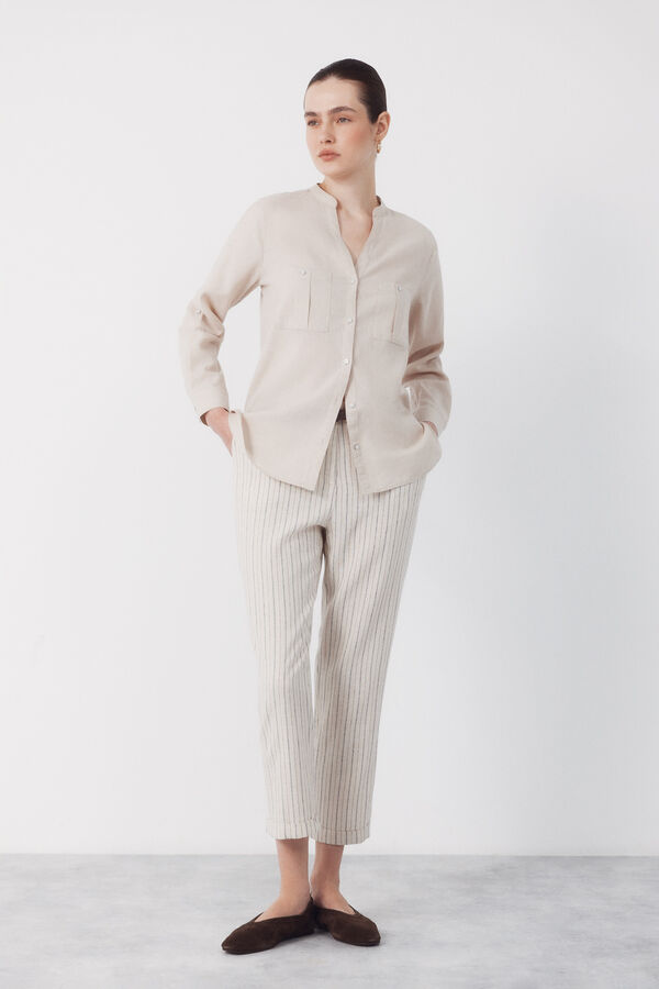 Cortefiel Camisa r&uacute;stica de manga comprida Castanho