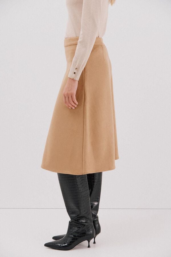 Cortefiel Suede cape skirt Beige