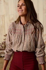 Polín Et Moi Camisa bordada Vega Estampado beige