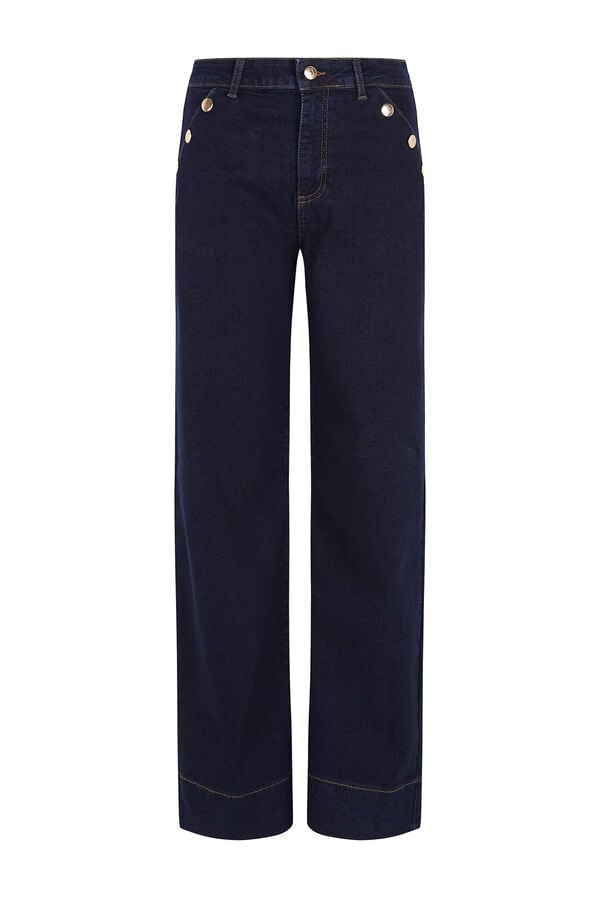 Cortefiel Palazzo jeans with buttons Blue