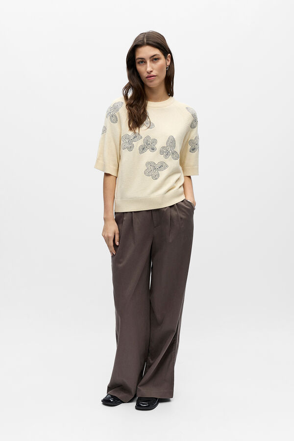 Object Camisola manga curta bordada Tostado