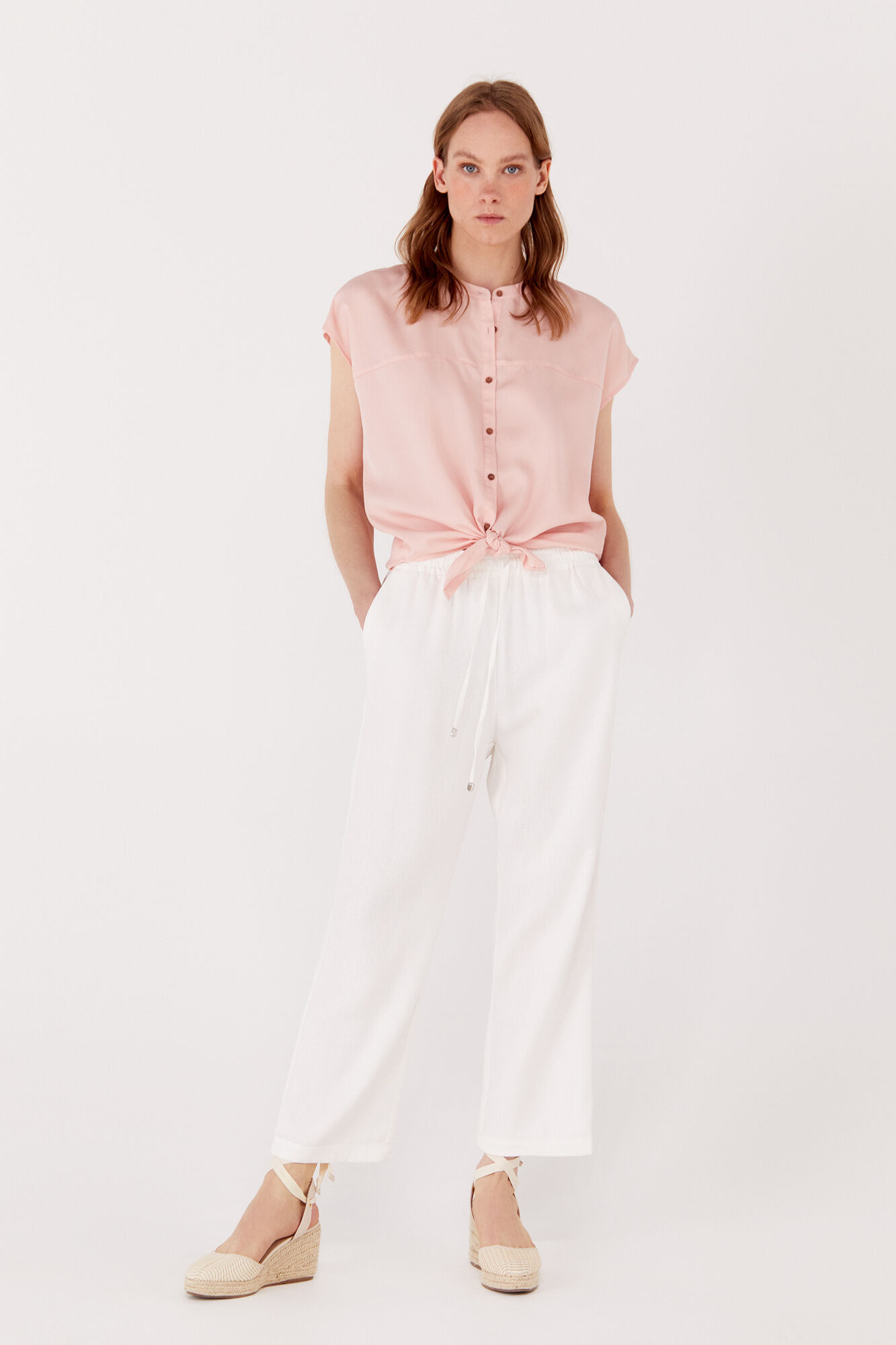Pantalon blanco mujer cortefiel best sale