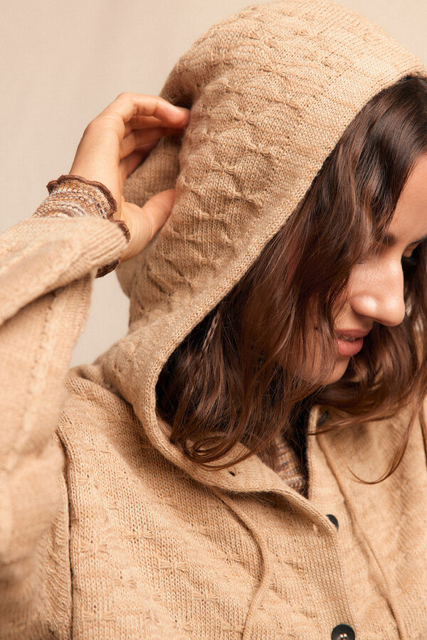 Slowlove Chaqueta capucha punto Beige