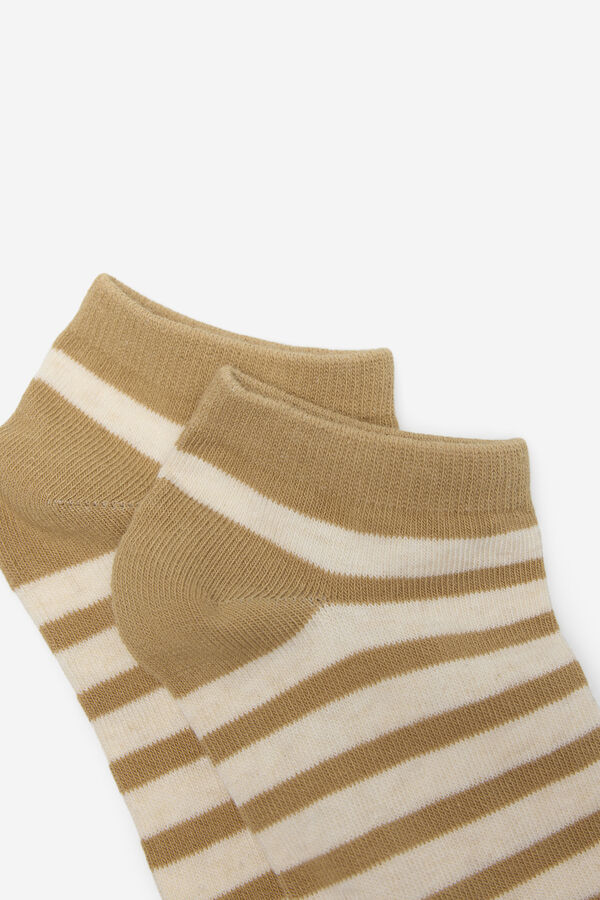 Cortefiel Short striped sock Beige