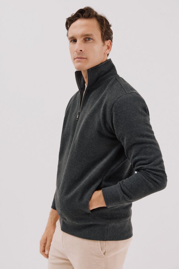 Cortefiel Zipped neck sweatshirt Grey