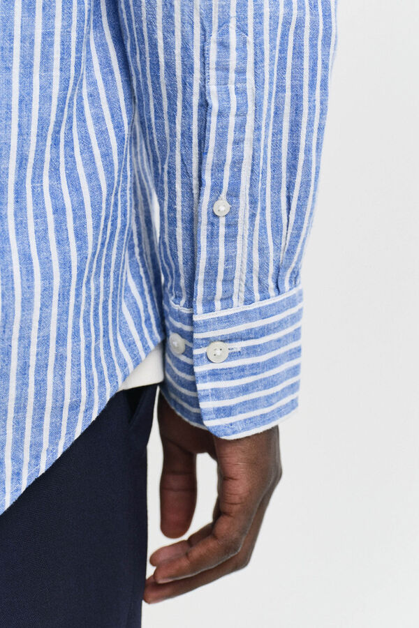 Gant Regular fit linen and cotton striped shirt Blue