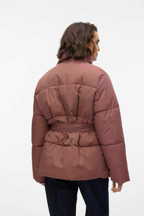 Cortefiel Short puffer jacket with belt  Brown