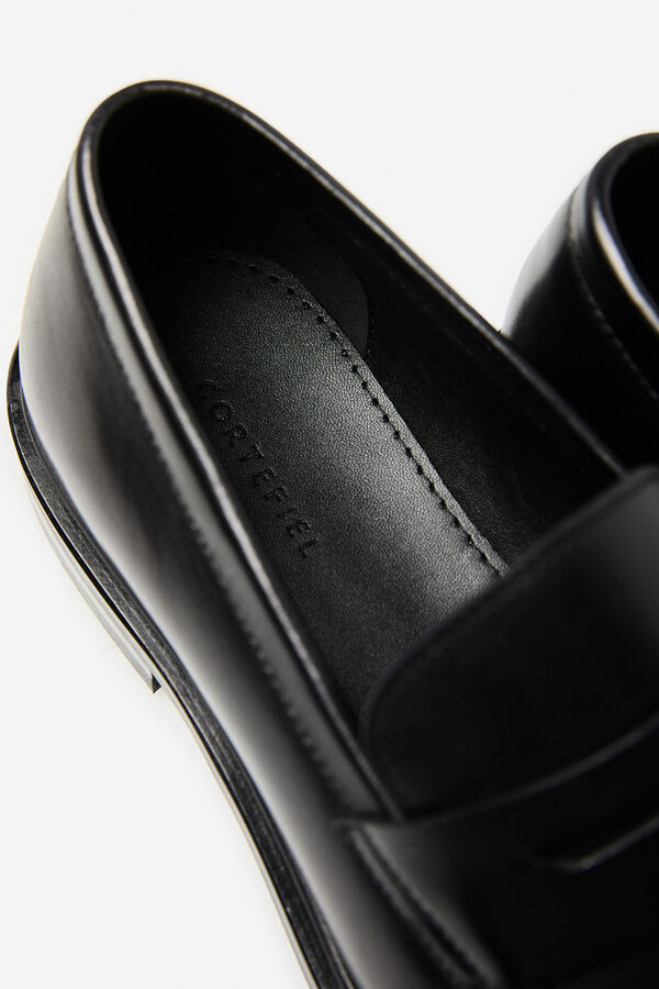 Cortefiel Mocassins elegante de pele Preto