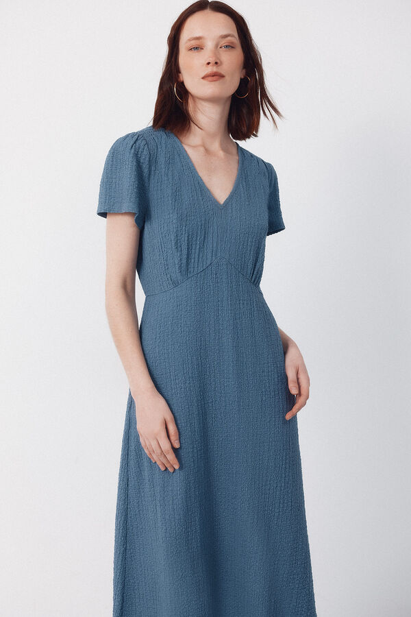 Cortefiel Print structured dress Navy