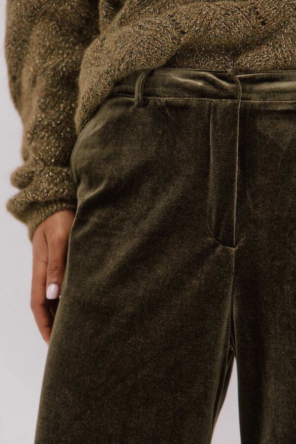 Cortefiel Calças de veludo Verde