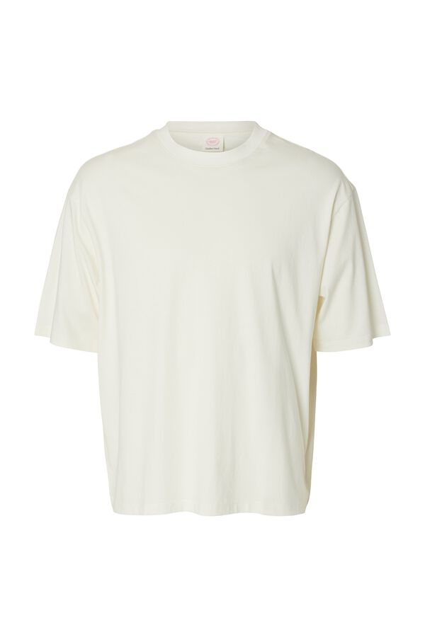 Selected T-shirt de manga curta estampada Branco