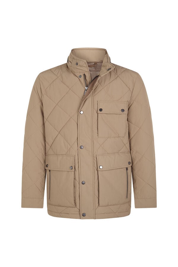 Cortefiel Diamond quilted jacket Camel