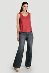 Vila Top de mulher sem mangas com l&uacute;rex Vermelho