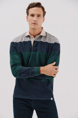 Cortefiel Block colour rugby shirt Dark green