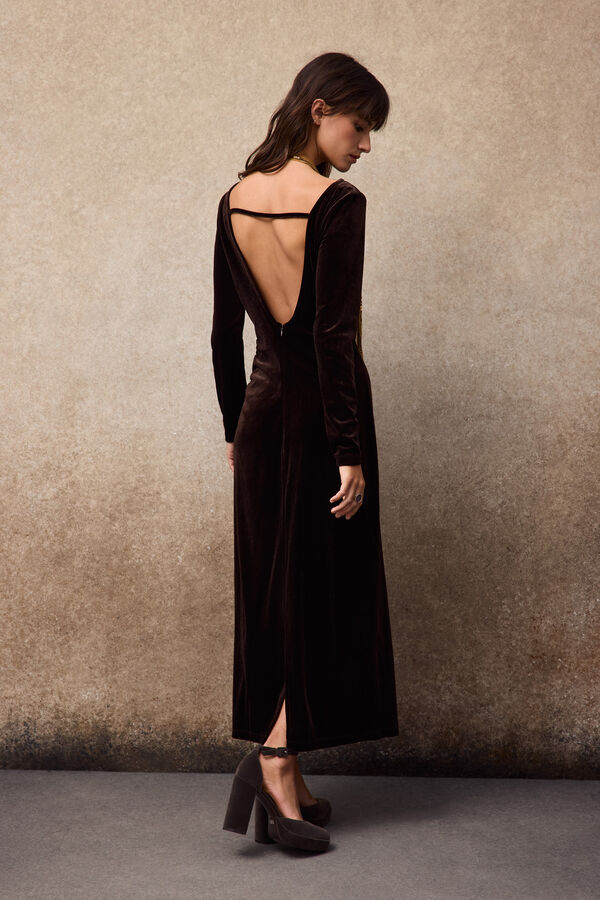 Slowlove Velvet dress Dark brown