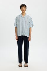 Selected Camisa de manga curta em linho Azul