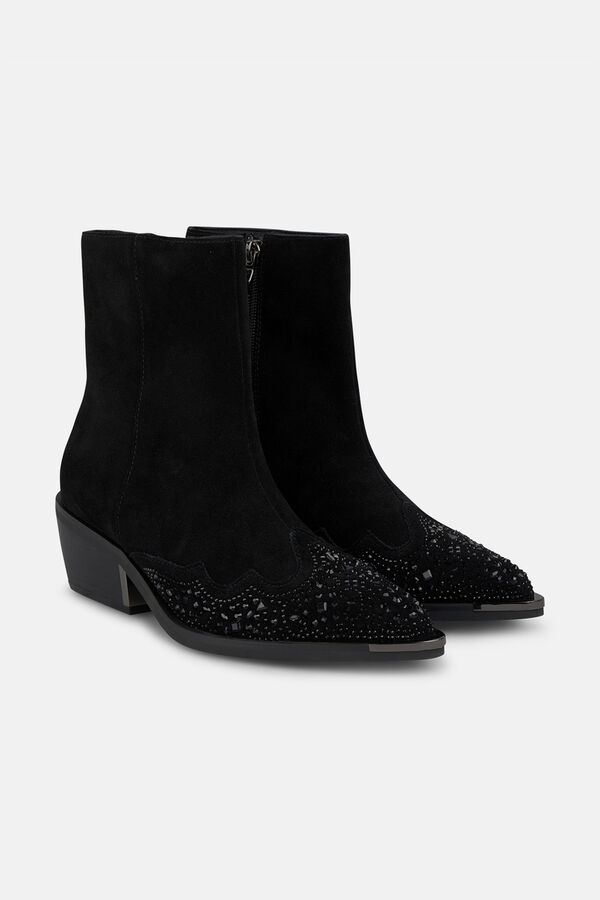 Alma en Pena Botim baixo com detalhe de strass  Preto