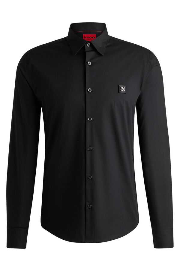 HUGO Long-sleeved shirt Black