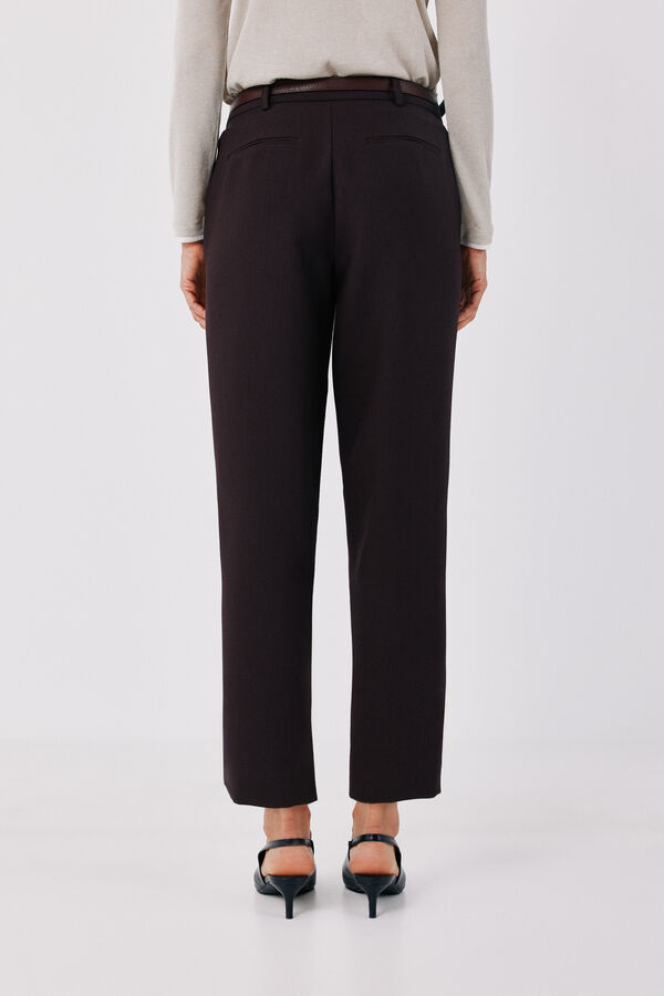 Cortefiel Women's tailored trousers with belt Dark brown