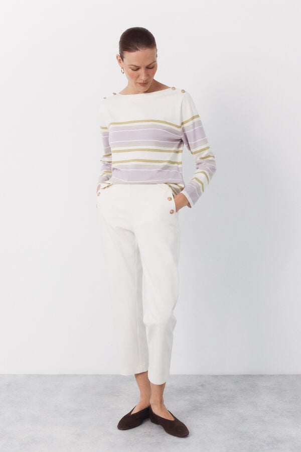 Cortefiel Striped button jumper Lilac