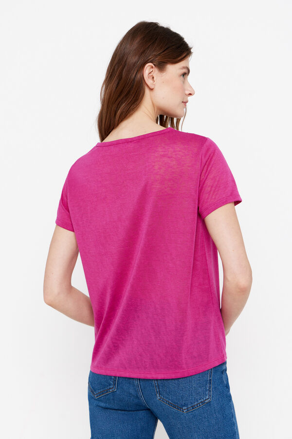 Cortefiel Camiseta efecto lino Morado