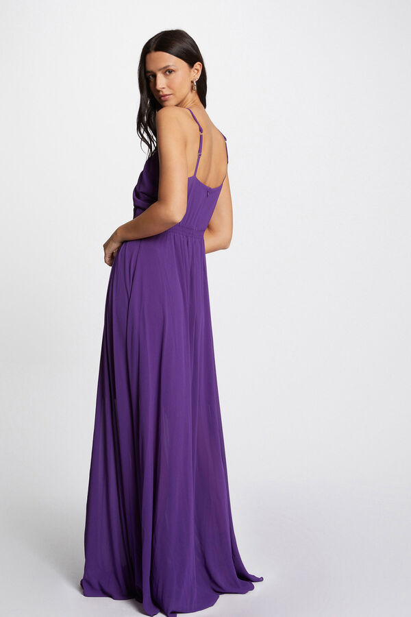 Cortefiel Long flared dress Purple
