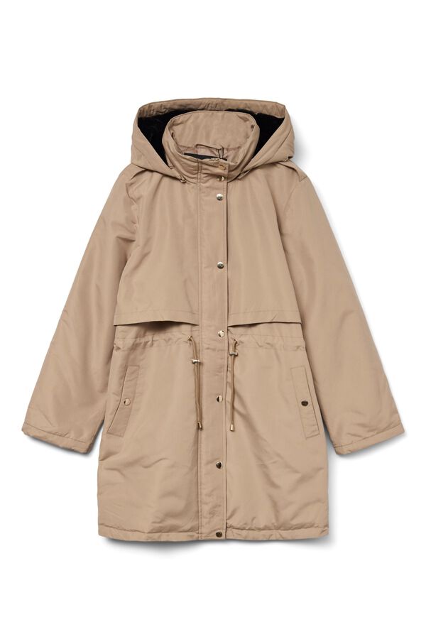 Vero Moda Sobretudo com capuz ajust&aacute;vel Castanho