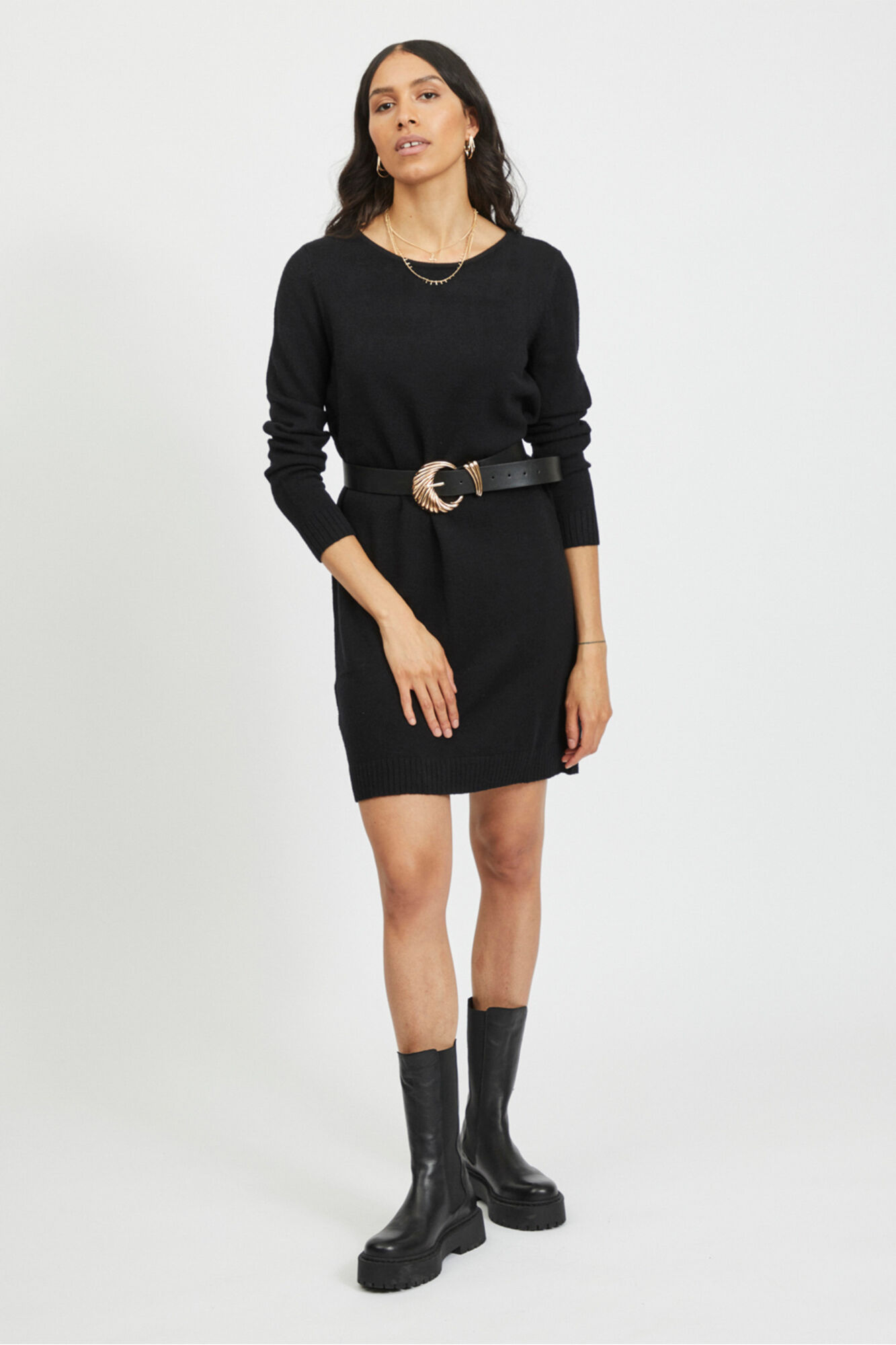 Black jersey knit dress deals