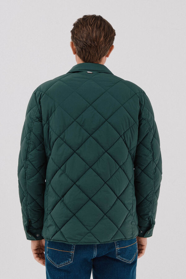 Cortefiel Quilted overshirt Dark green