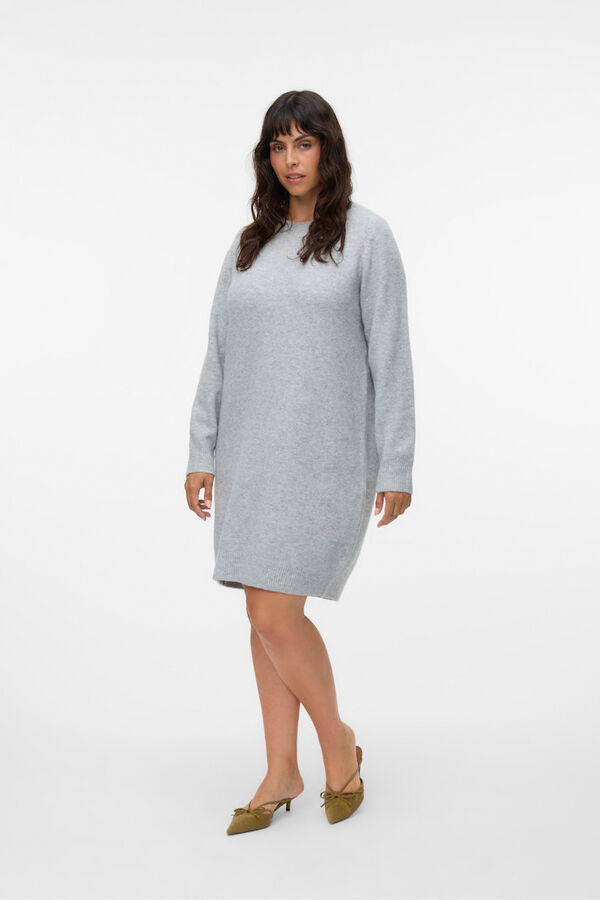 Vero Moda Curve Vestido de malha manga plus size  Cinzento