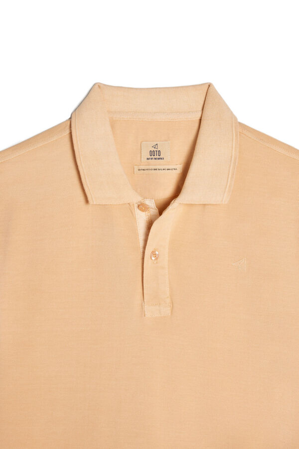 Cortefiel Washed piqué plane embroidered polo shirt Orange