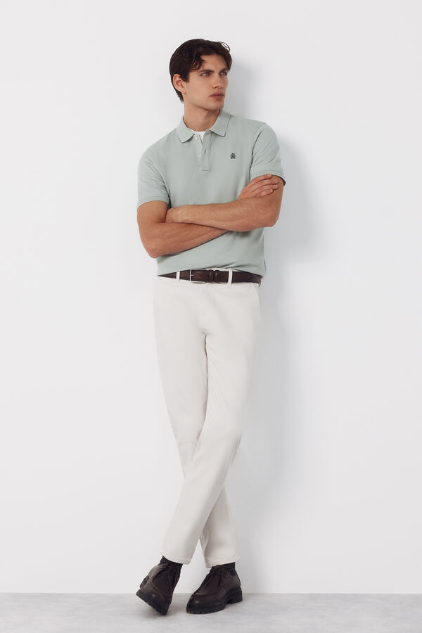 Cortefiel Piqu&eacute; basic slim polo shirt Blue